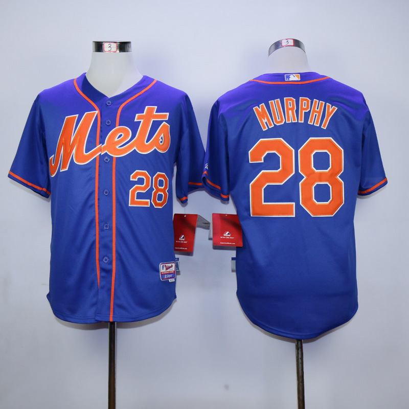 Men New York Mets 28 Murphy Blue MLB Jerseys